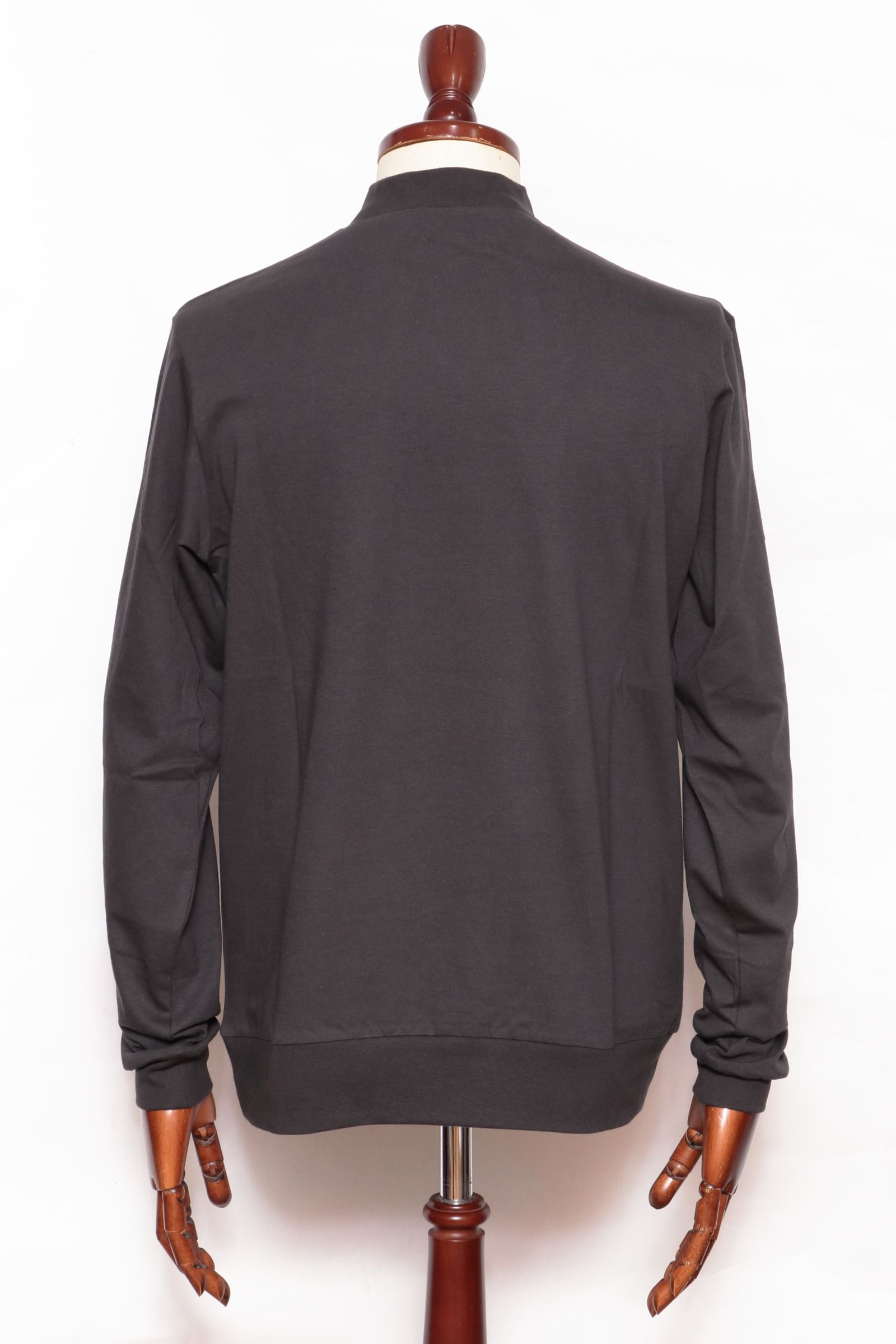 【サイズ50まで】FIANO LUNGO コットン モックネック 長袖 カットソー / チャコールグレー 899