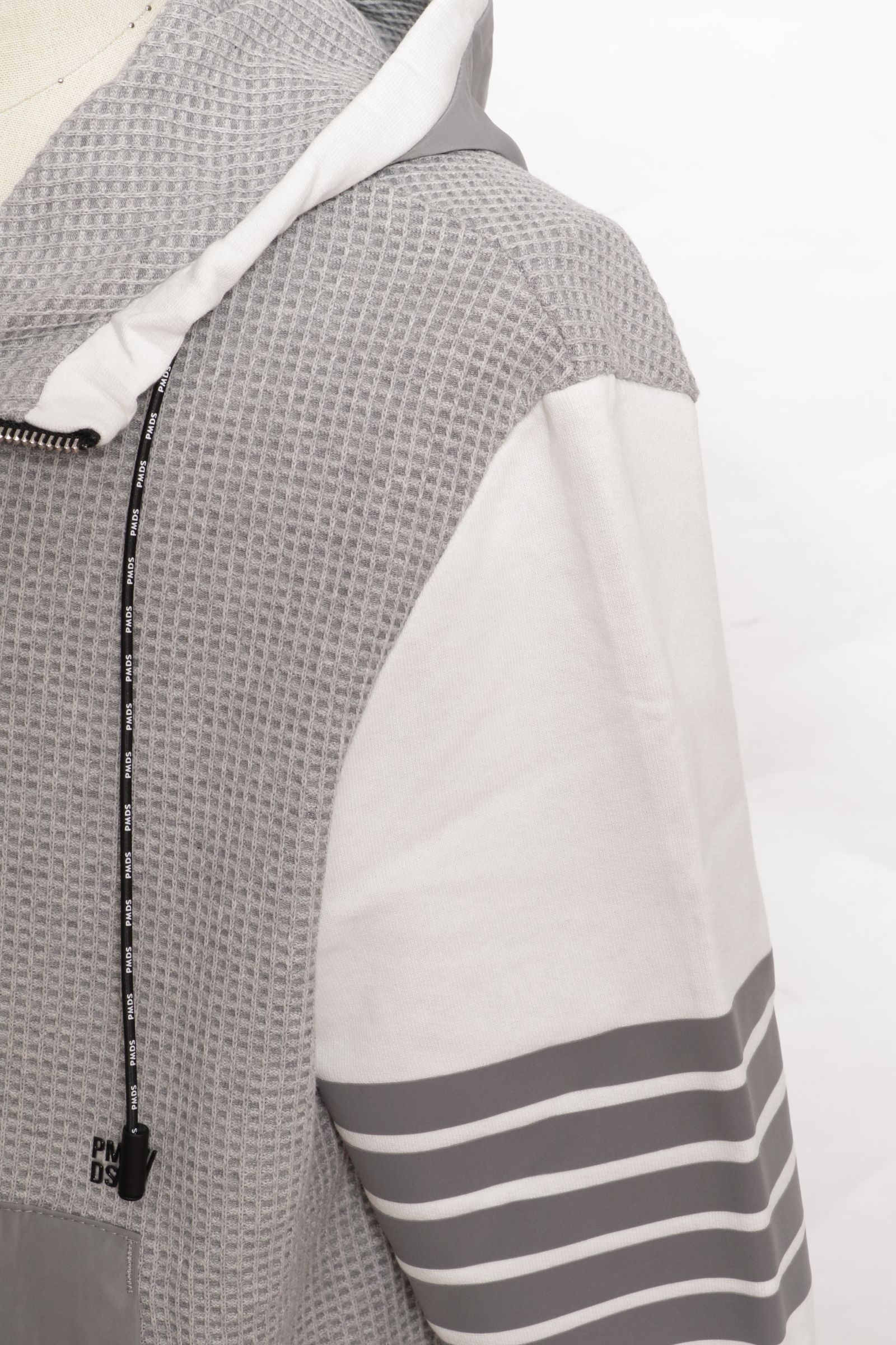 【セットアップあり】KITTI FULL ZIP 裏毛スウェット x ワッフル ハイブリッド パーカー / グレー