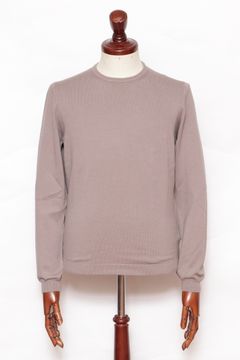 12G ハイゲージ ソフトコットン ソリッド クルーネック ニット長袖Tシャツ/ トープ 160