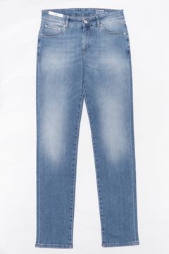 SWING / SUPERSLIM FIT ライトオンス コットン ポリエステル ストレッチ ウォッシュド デニムパンツ / ライトインディゴ