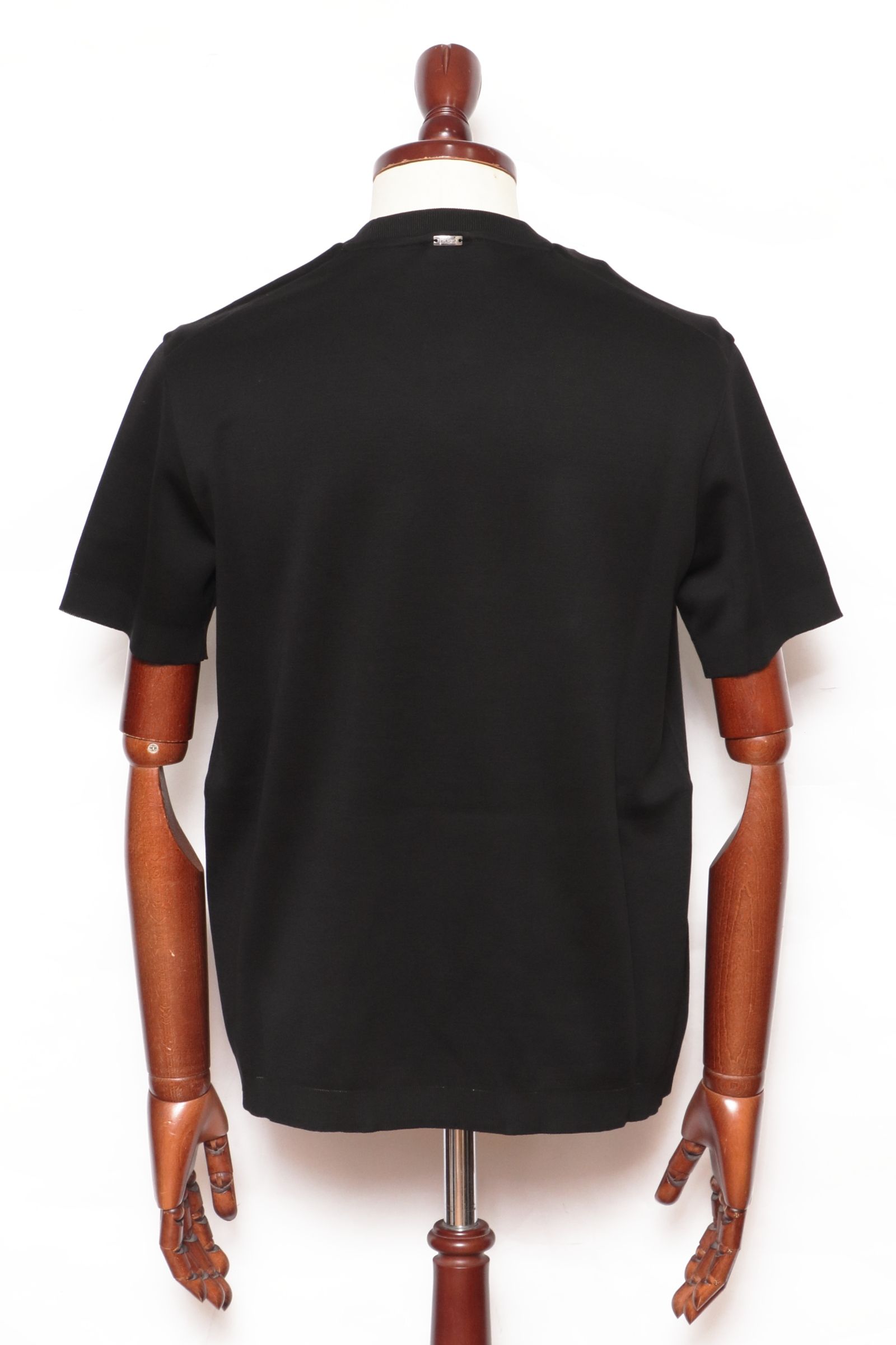 JG000206U ジャージニットエフェクト コットン クルーネック Tシャツ / ブラック