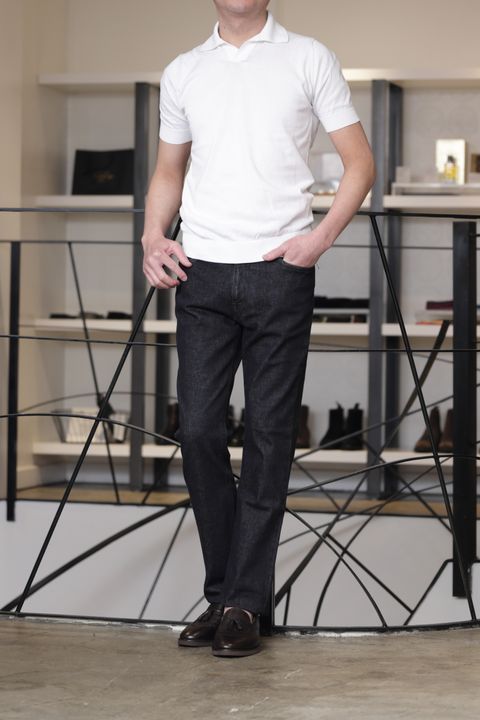 干場氏モデル FILIPPO DE LAURENTIISを使用した、スキッパーで魅せる大人のデニムジャケットスタイル