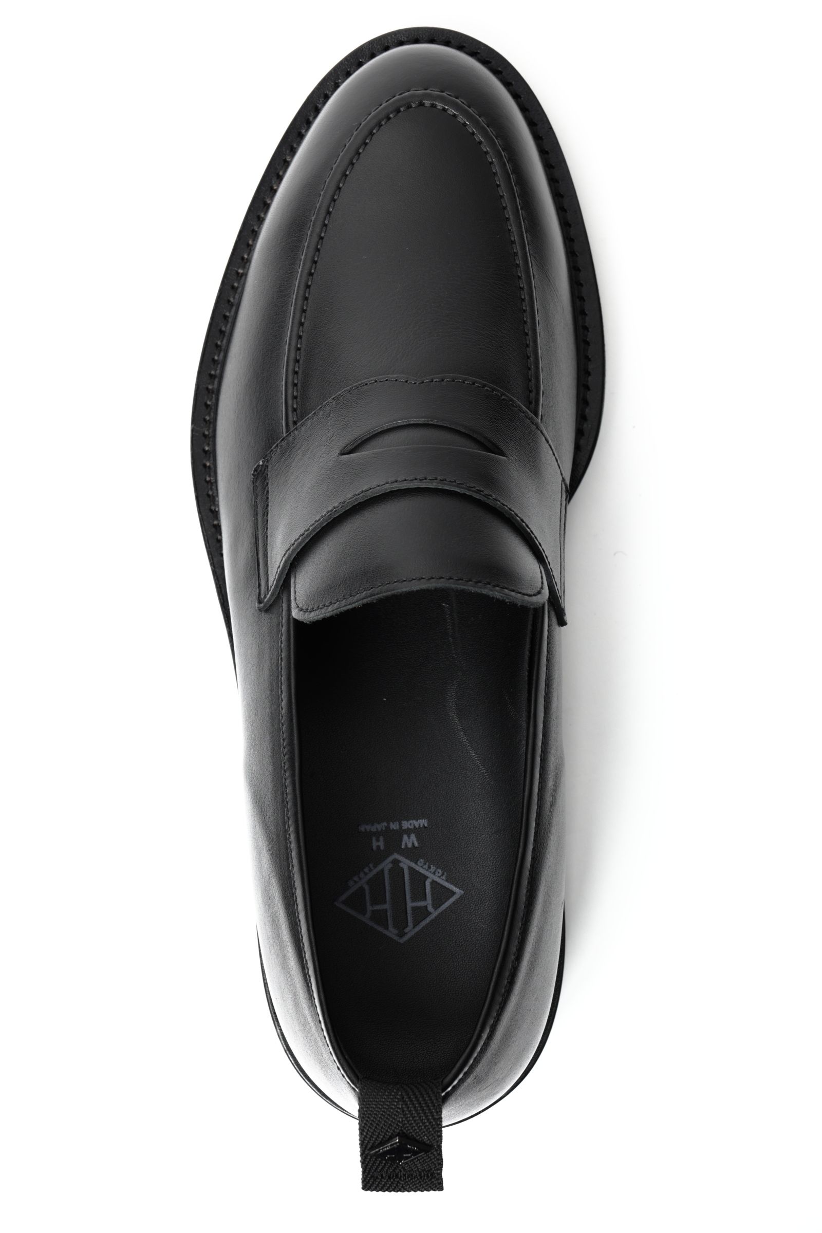 《BEKKU HOMME別注》【干場スペシャル】 柔らかい革 フンシャルカーフ コインローファー シューズ 革靴 / オールブラック