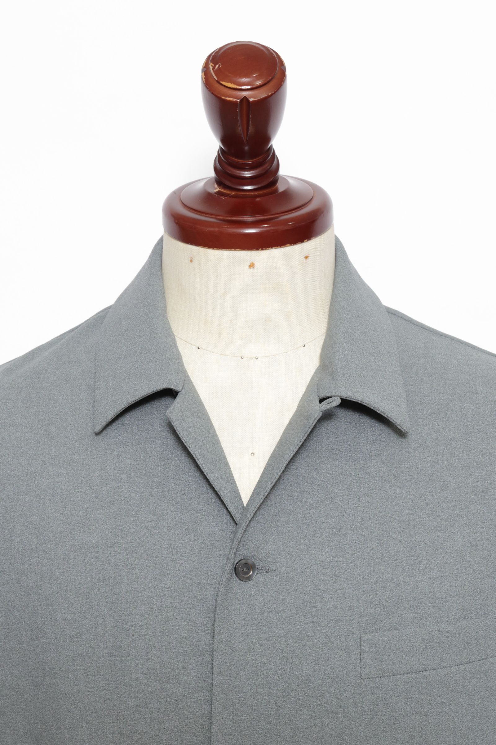 【セットアップあり】 EVALET イミテーションリネン オープンカラー 半袖シャツ/ GRY グレー