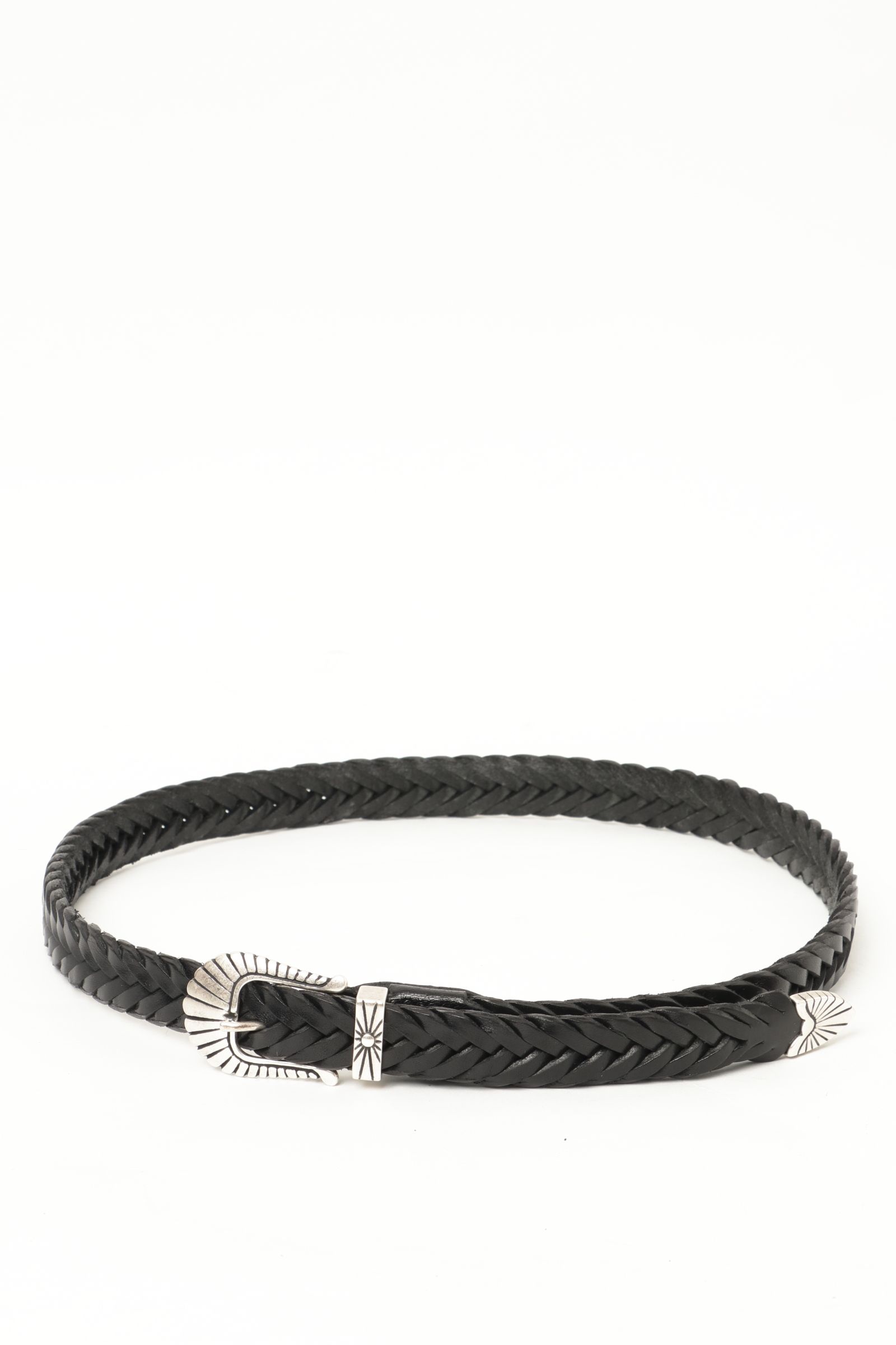 プンターレ カーフレザー メッシュ ウエスタン ベルト  2.5cm幅  / ブラック