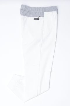 【セットアップあり】ARLEY PANYS ストレッチジャージ スウェットコンビ ワンポイントロゴ ジョガーパンツ / ホワイト × グレー × ブラック