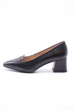 LENOX レザー スクウェアトゥ ヒール ローファー ヒール5.5 / ブラック