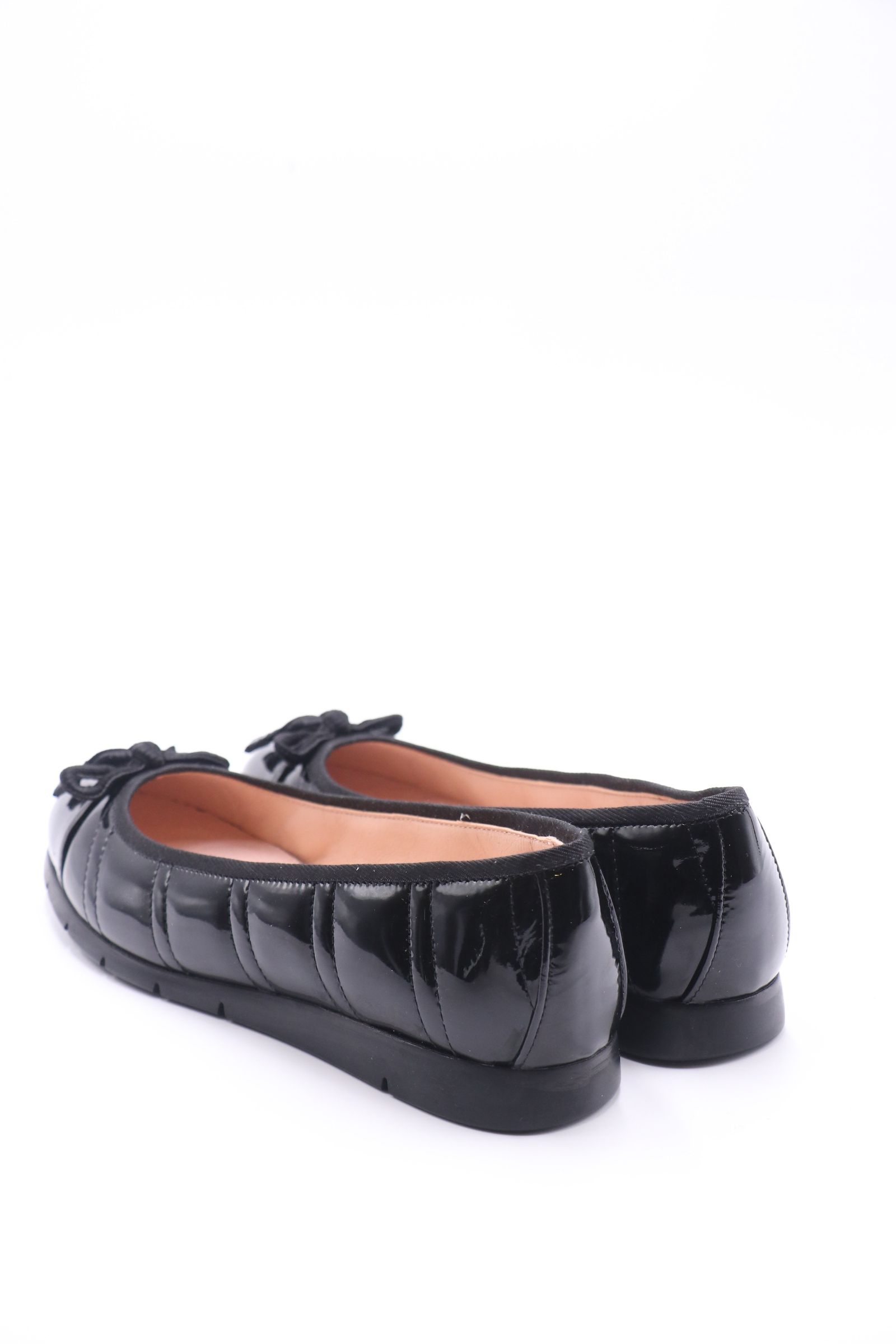 ALGER バレエシューズ パテント レザー キルティング ヒール2.0 / ブラック