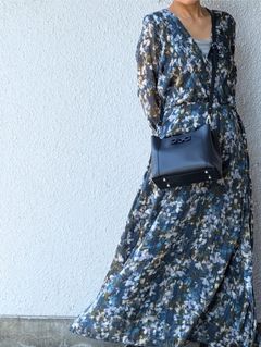 CA554 スムース レザー   2WAY ショルダー ハンドバッグ / ネイビー