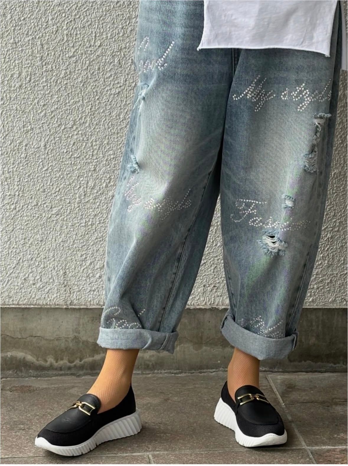 ESTELLA 厚底 ローファースニーカー レザー メッシュ 異素材ヒール5.5 / ブラック