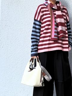 V25204 BEKKUfemmeオリジナル シュリンク レザー トート ショルダーバッグ / ベージュ