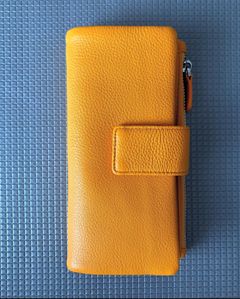 PFV018 レザー フラップ 長財布 / イエロー