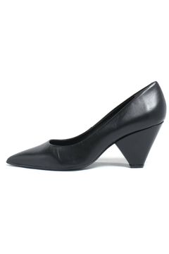 540888 スムース レザー ポインテッドトゥ コーンヒール パンプス ヒール7.3 / ブラック