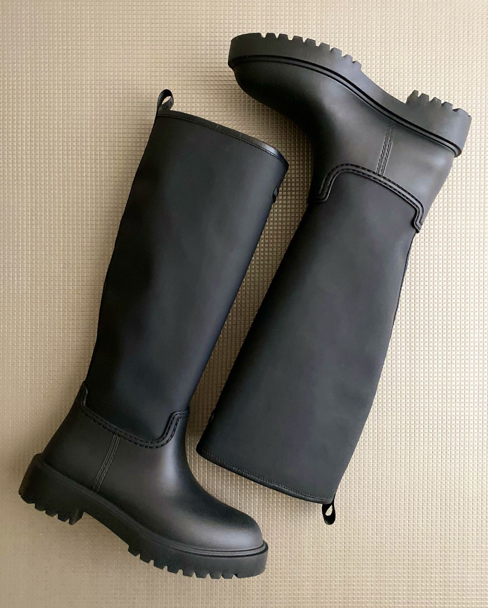 GERBIC ラバー ロング レインブーツ ヒール4.0 / ブラック