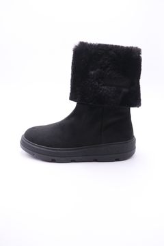 FOSSY レザー ファー 厚底 ショートブーツ ヒール4.5 / ブラック