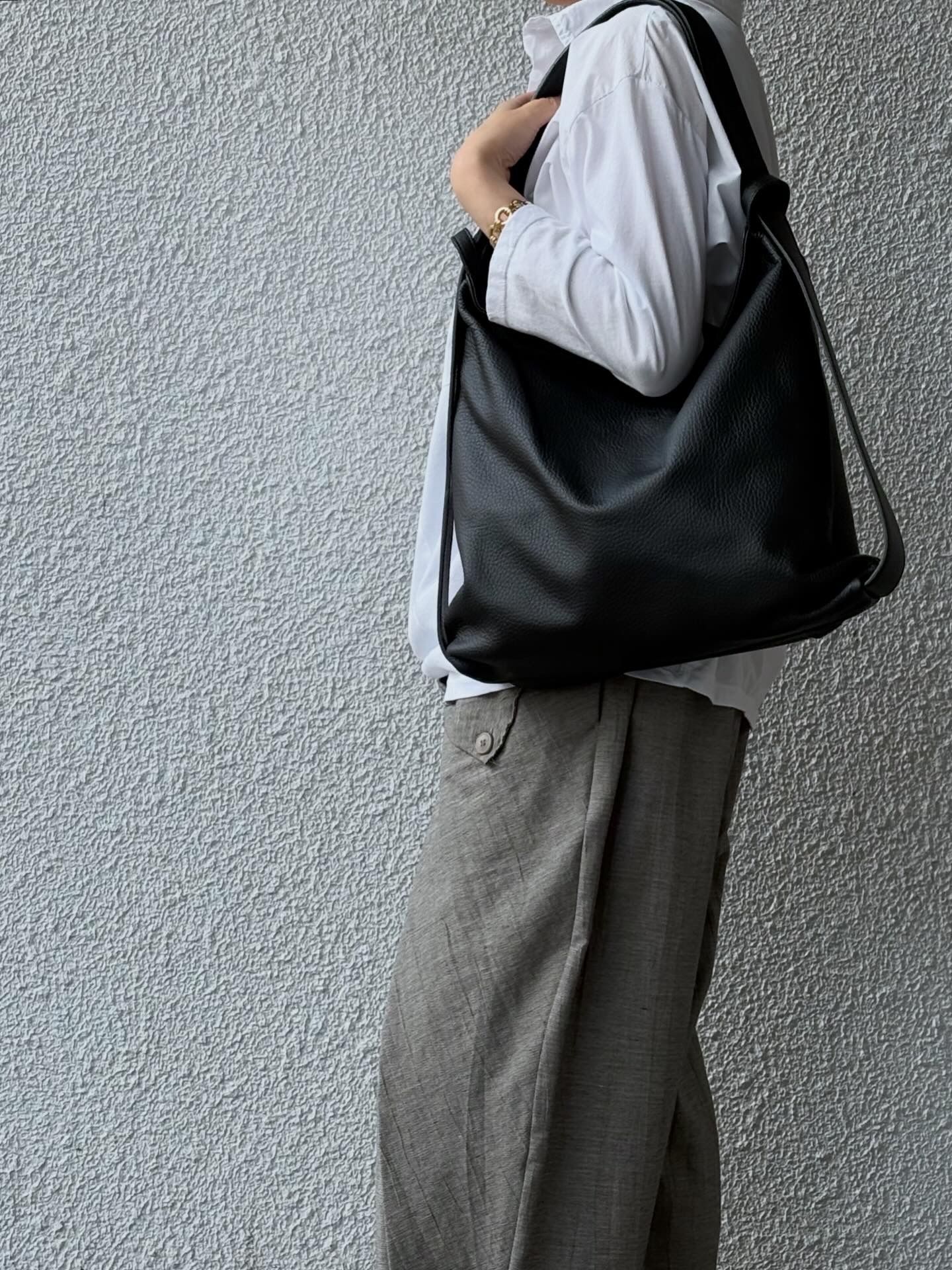 N0085 レザー ショルダー リュック 2WAYバッグ / ブラック