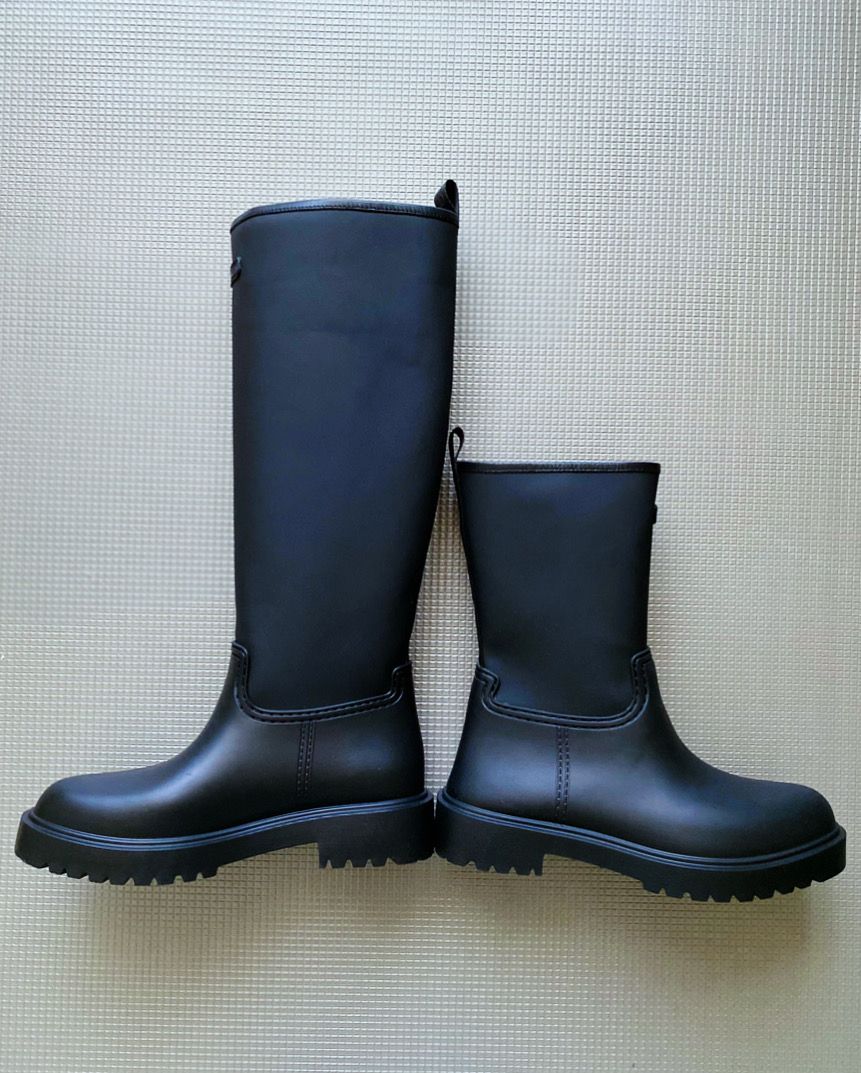 GARNER ラバー ショート レインブーツ ヒール4.0 / ブラック