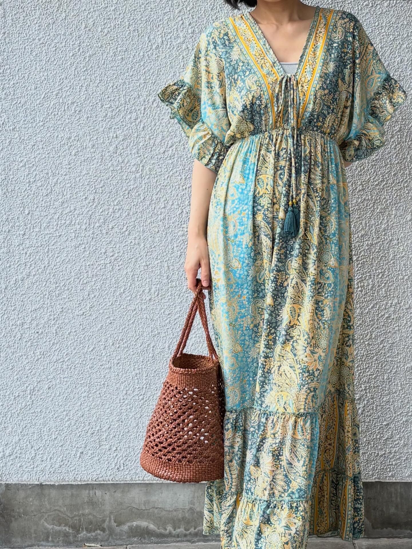 8863 ROUND BUCKET (XXL WEAVE) doragon イントレチャート レザー メッシュバッグ / タン