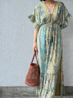 8863 ROUND BUCKET (XXL WEAVE) doragon イントレチャート レザー メッシュバッグ / タン