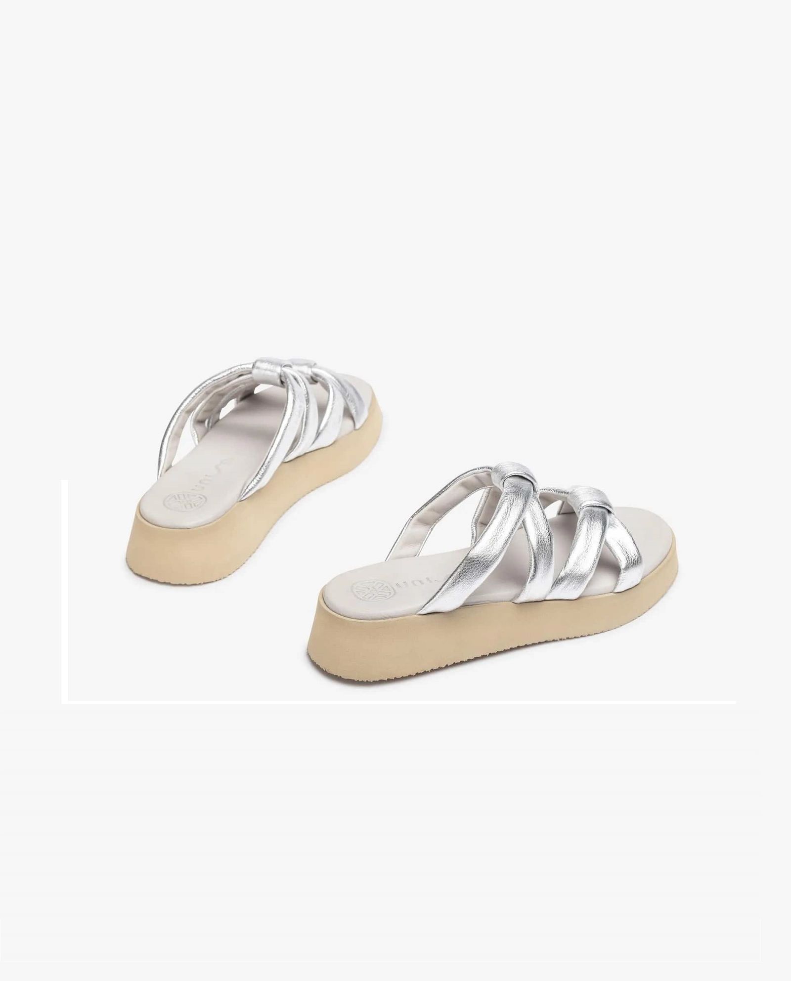 CHARIF  レザー 厚底 ウエッジソール ミュール ヒール4.0 / シルバー