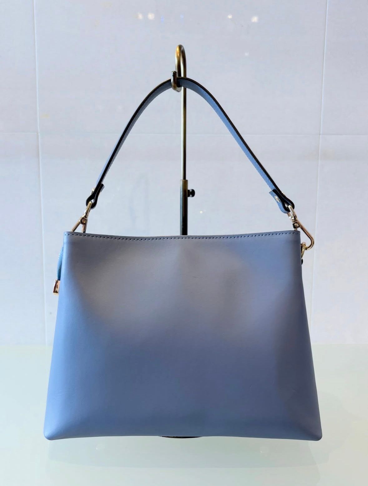 C371 レザー ワンハンドル 2WAY ショルダー ハンドバッグ / ブルー