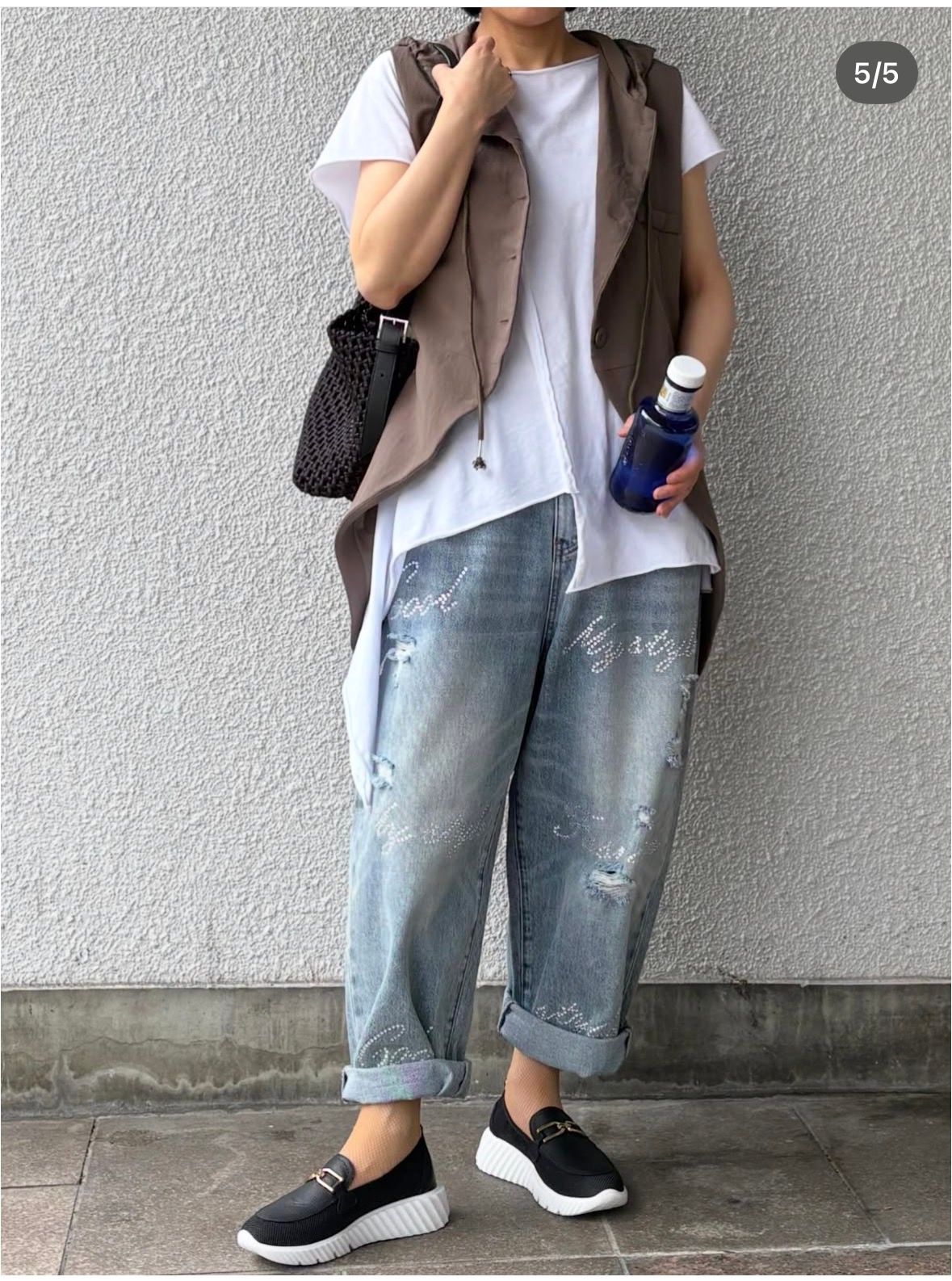 ESTELLA 厚底 ローファースニーカー レザー メッシュ 異素材ヒール5.5 / ブラック