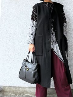 M25822 レザー ベルト 2WAY トートバッグ / ブラック