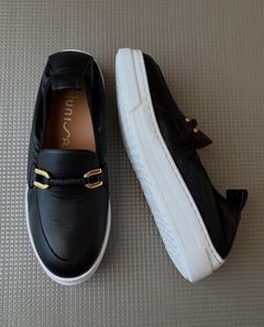 FORMAL レザー スリッポン ローファースニーカー 厚底 ヒール4.0 / ブラック