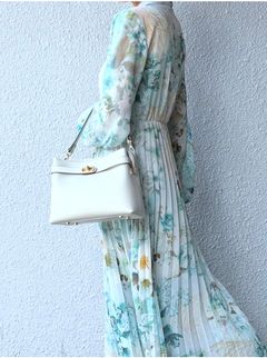 C371 レザー ワンハンドル 2WAY ショルダー ハンドバッグ / ホワイト