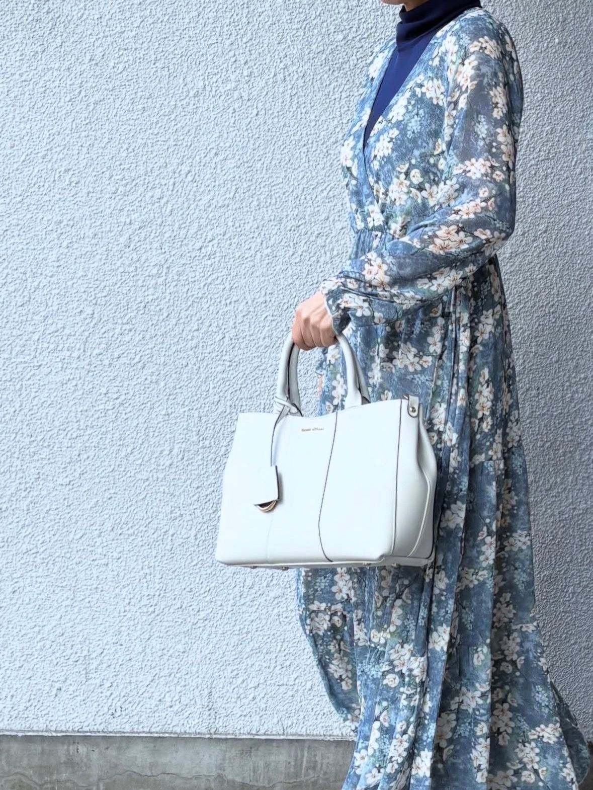 CA348 スムース レザー 2WAY ハンドバッグ/ アイボリー