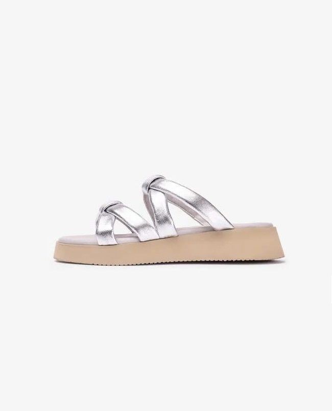 CHARIF  レザー 厚底 ウエッジソール ミュール ヒール4.0 / シルバー