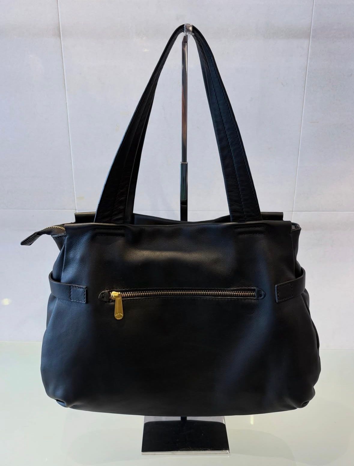 M25821 レザー ベルト 2WAY トートバッグ / ブラック