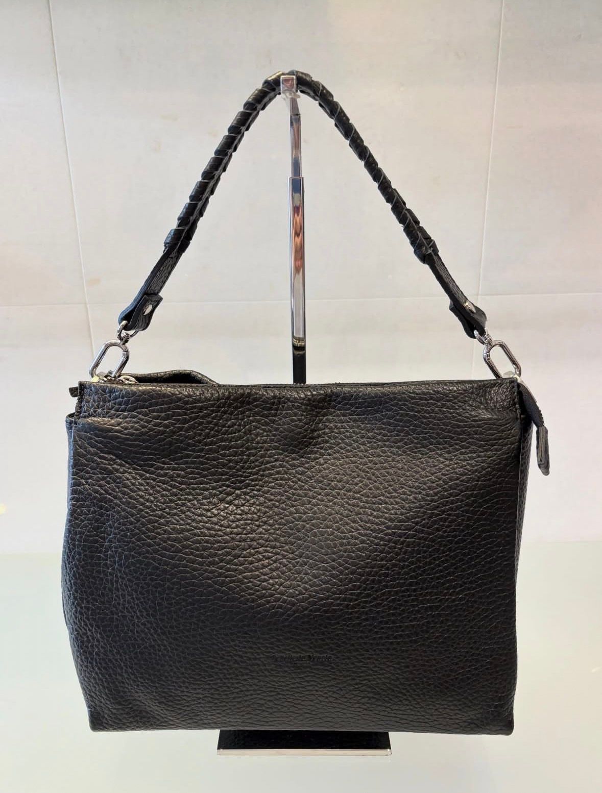 V25481 シュリンク レザー 2WAY ショルダー ハンドバッグ / ブラック