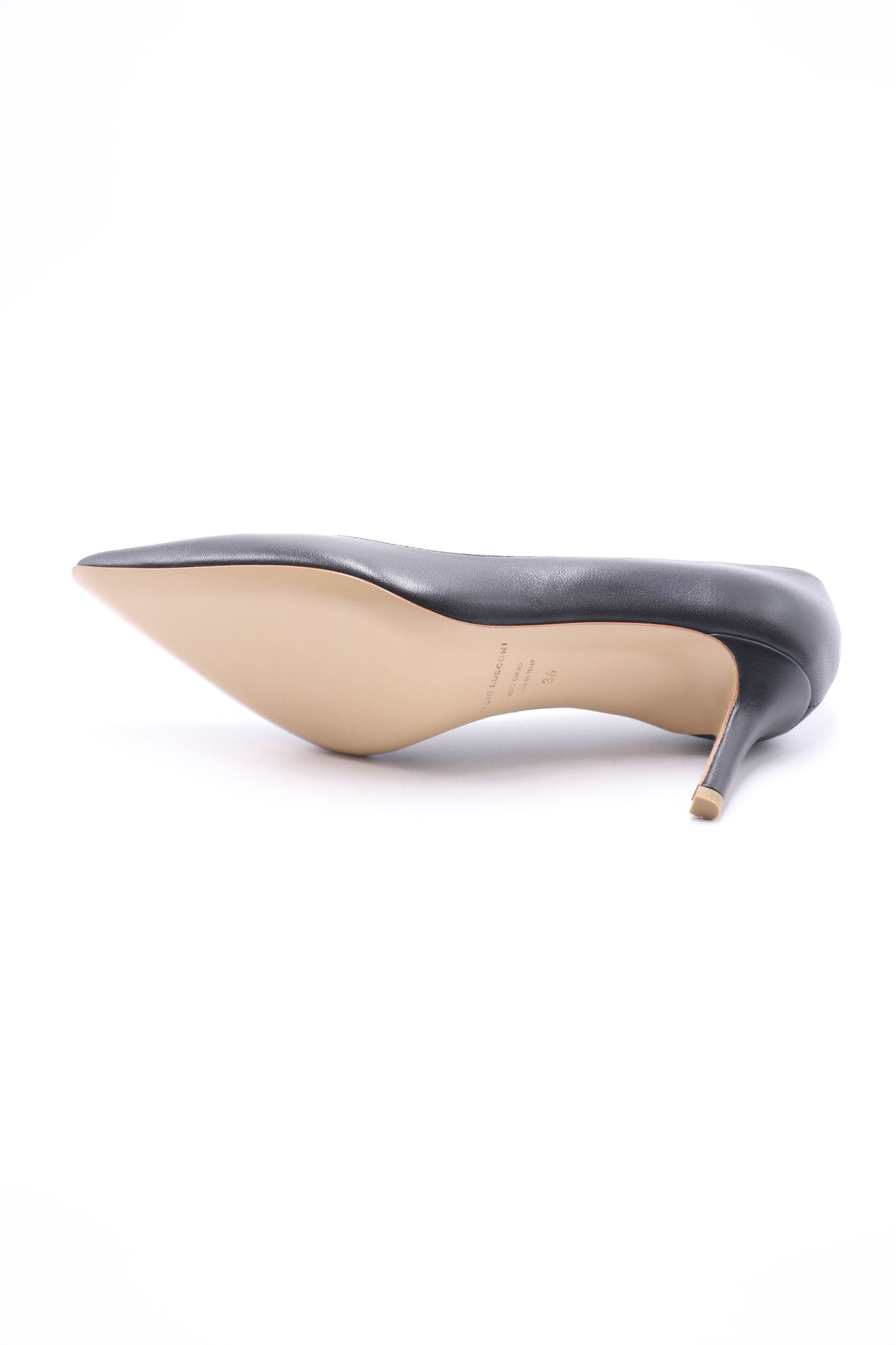 Bango レザー ポインティッド Ⅴカット パンプス ヒール6.5 / ブラック