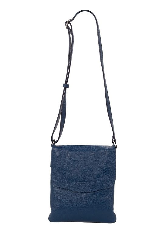 D24415 シュリンクレザー フラップ ショルダーバッグ / ネイビー