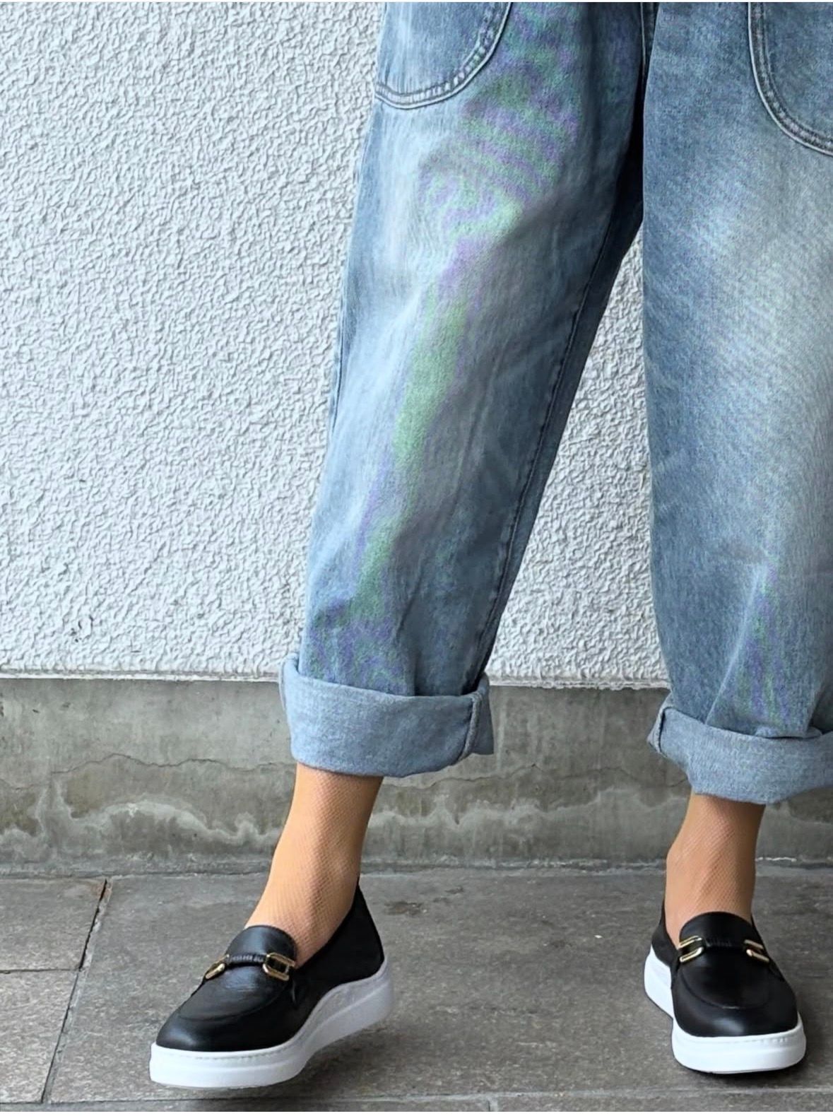 FORMAL レザー スリッポン ローファースニーカー 厚底 ヒール4.0 / ブラック