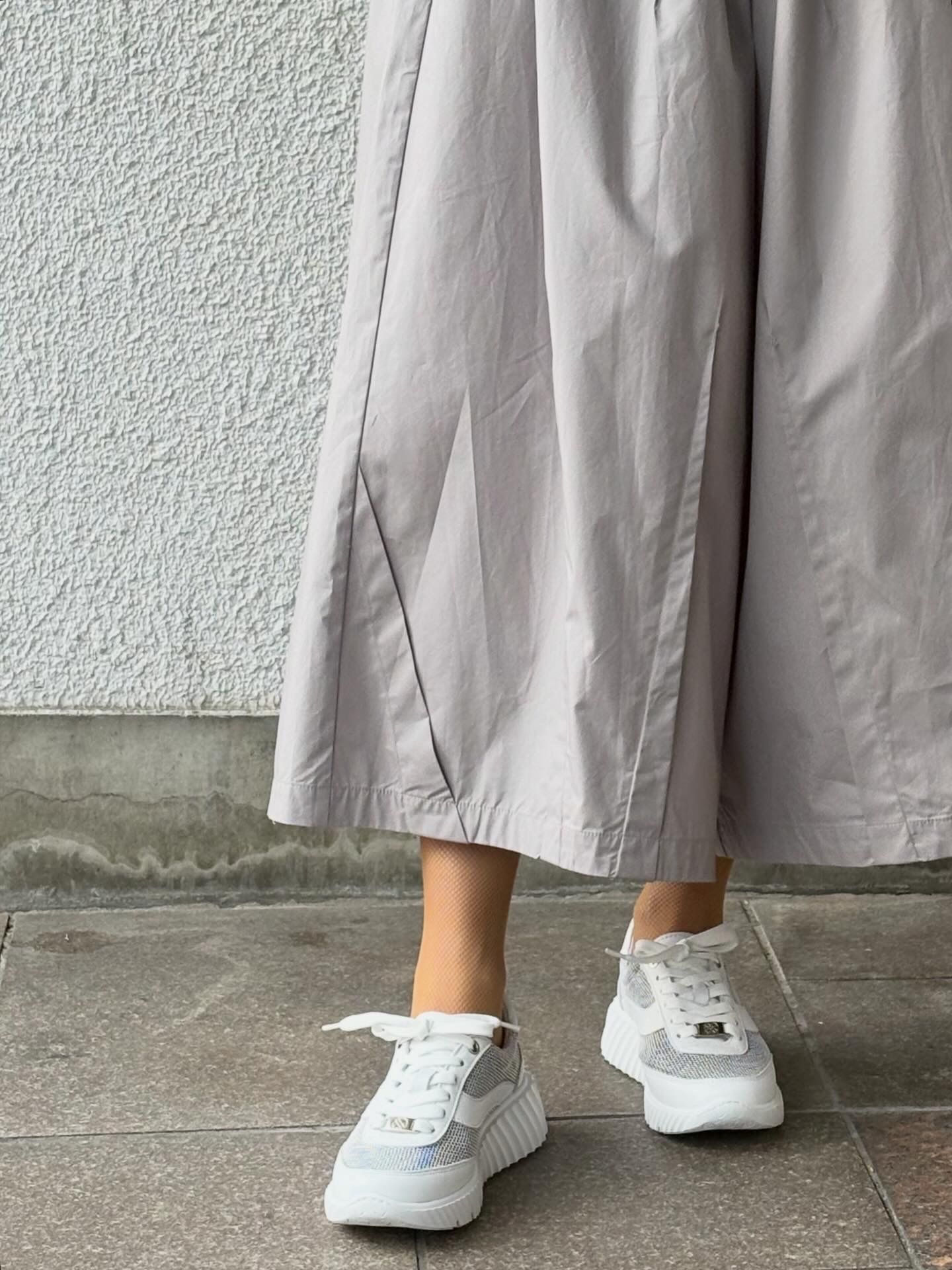 EDY 厚底 レザー メッシュ 異素材 スニーカー ヒール5.5 / ホワイト