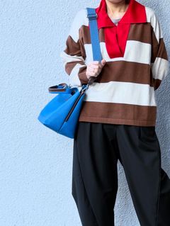 V25203a シュリンク レザー トート ショルダーバッグ / ブルー