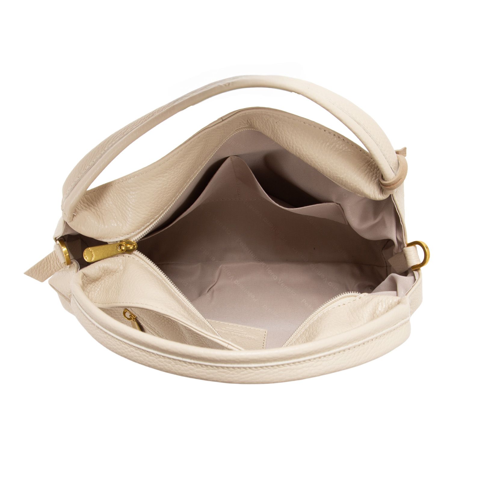 D25121 レザー ショルダー2WAY  ハンドバッグ / ベージュ