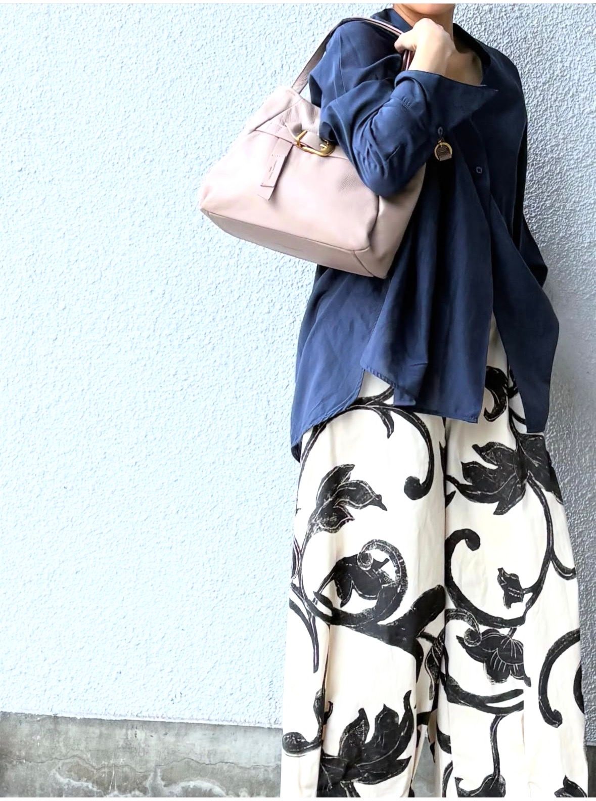 M25822 レザー ベルト 2WAY トートバッグ / ピンクベージュ