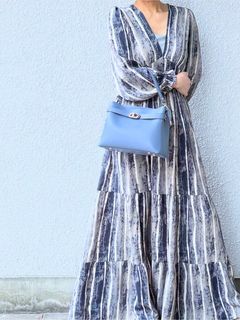 C371 レザー ワンハンドル 2WAY ショルダー ハンドバッグ / ブルー