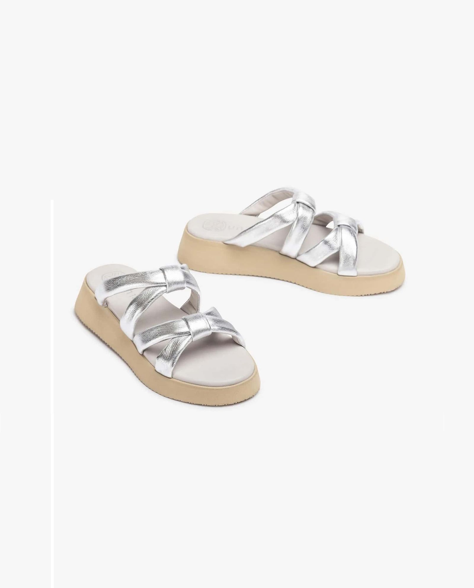 CHARIF  レザー 厚底 ウエッジソール ミュール ヒール4.0 / シルバー