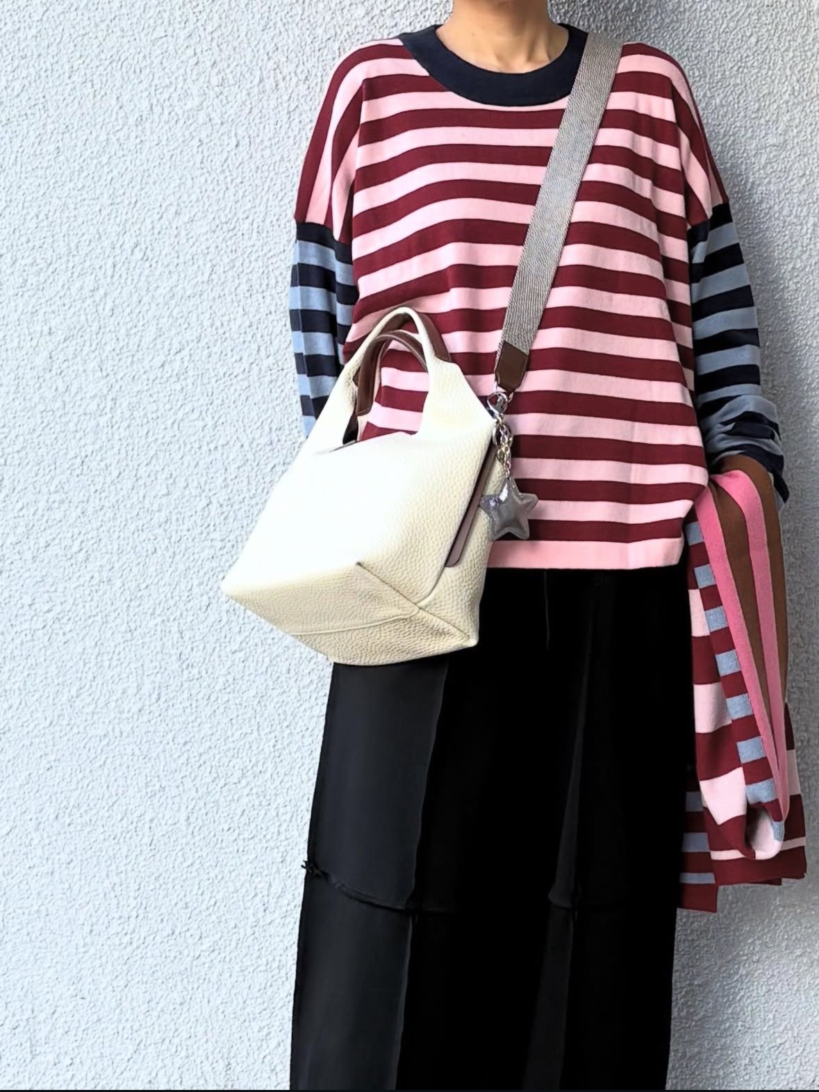 V25204 BEKKUfemmeオリジナル シュリンク レザー トート ショルダーバッグ / ベージュ