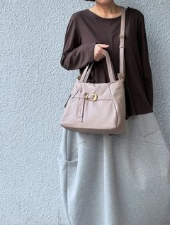M25822 レザー ベルト 2WAY トートバッグ / ベージュ