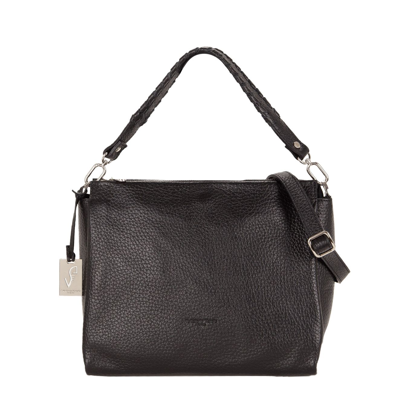 V25481 シュリンク レザー 2WAY ショルダー ハンドバッグ / ブラック