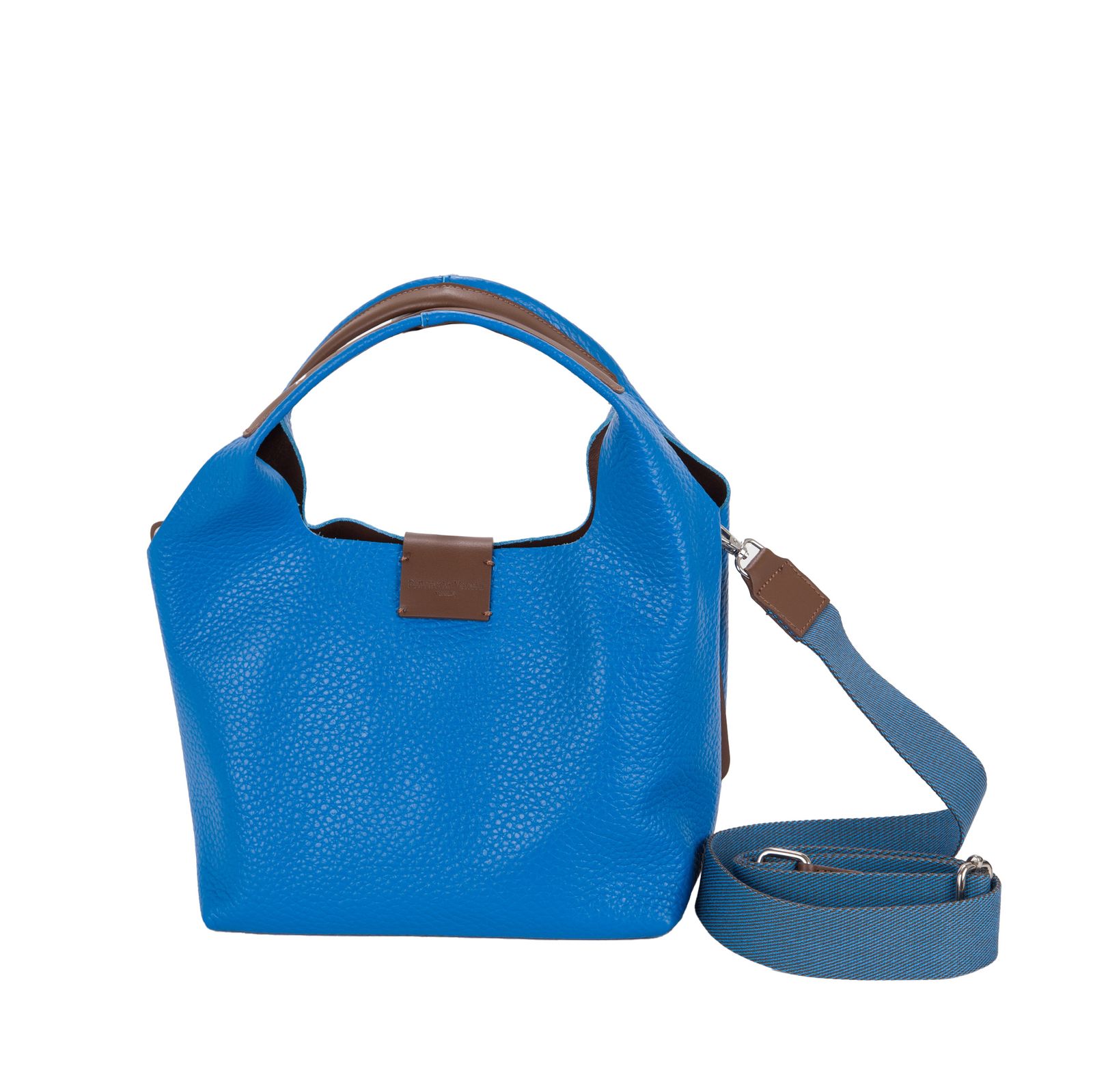 V25203a シュリンク レザー トート ショルダーバッグ / ブルー