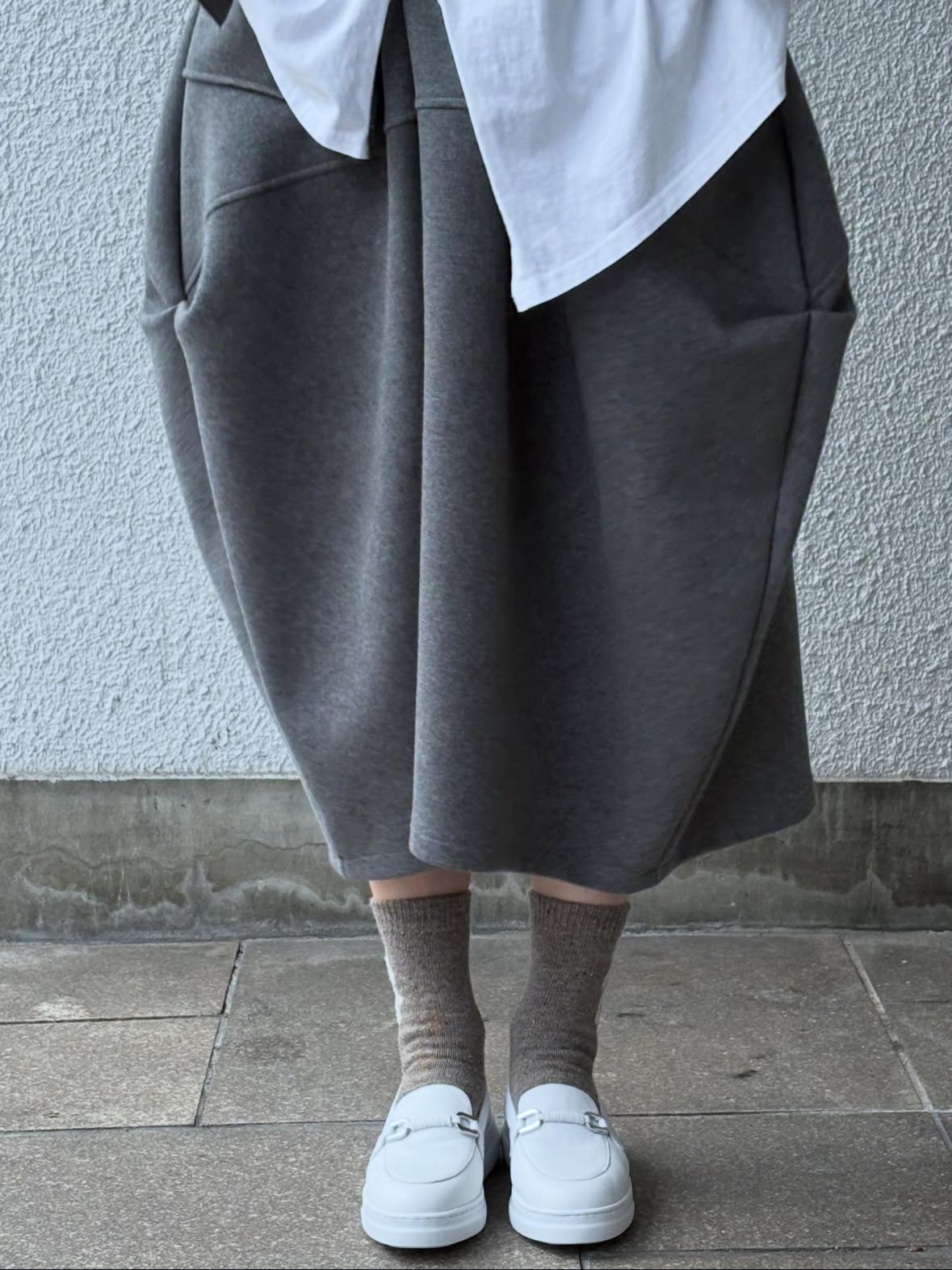 FORMAL レザー スリッポン ローファースニーカー 厚底 ヒール4.0 / ホワイト