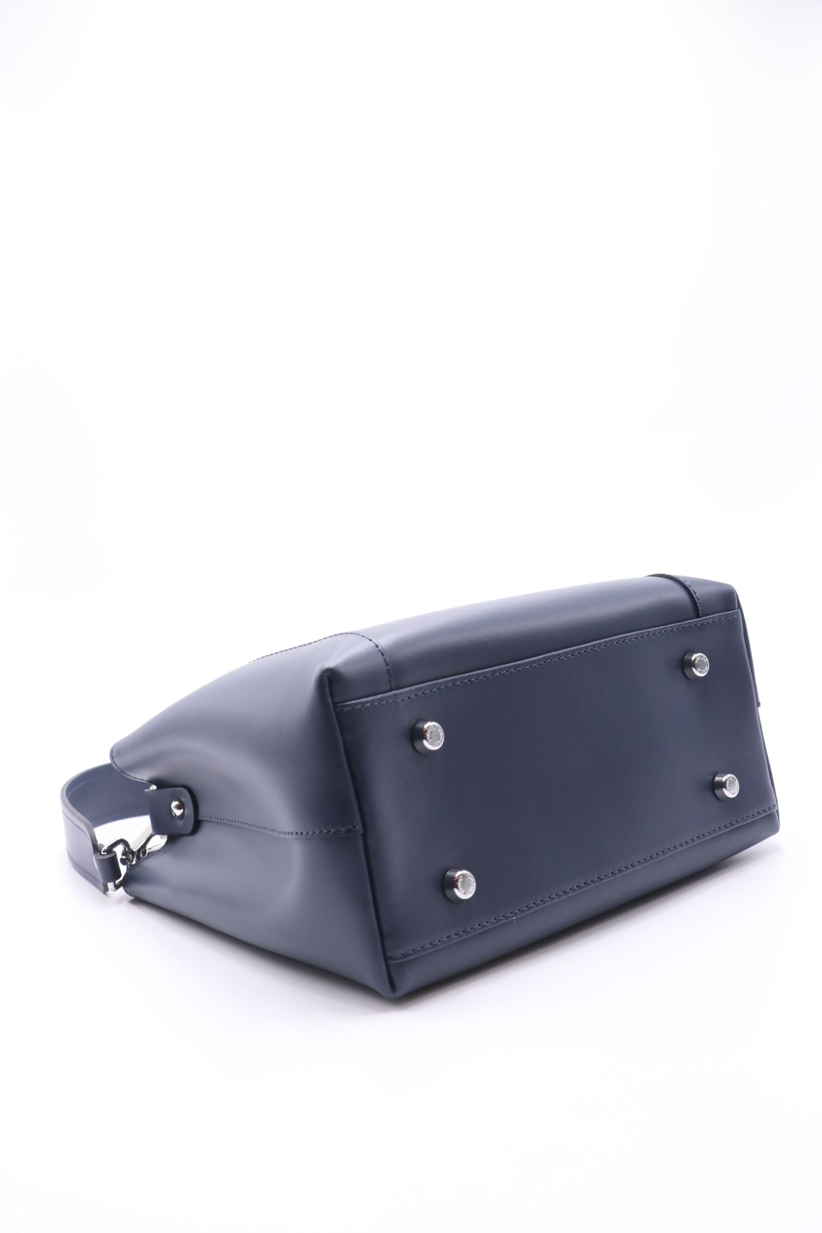 CA554 スムース レザー   2WAY ショルダー ハンドバッグ / ネイビー