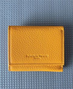 PFV1518 レザー フラップ 二つ折り財布 / イエロー