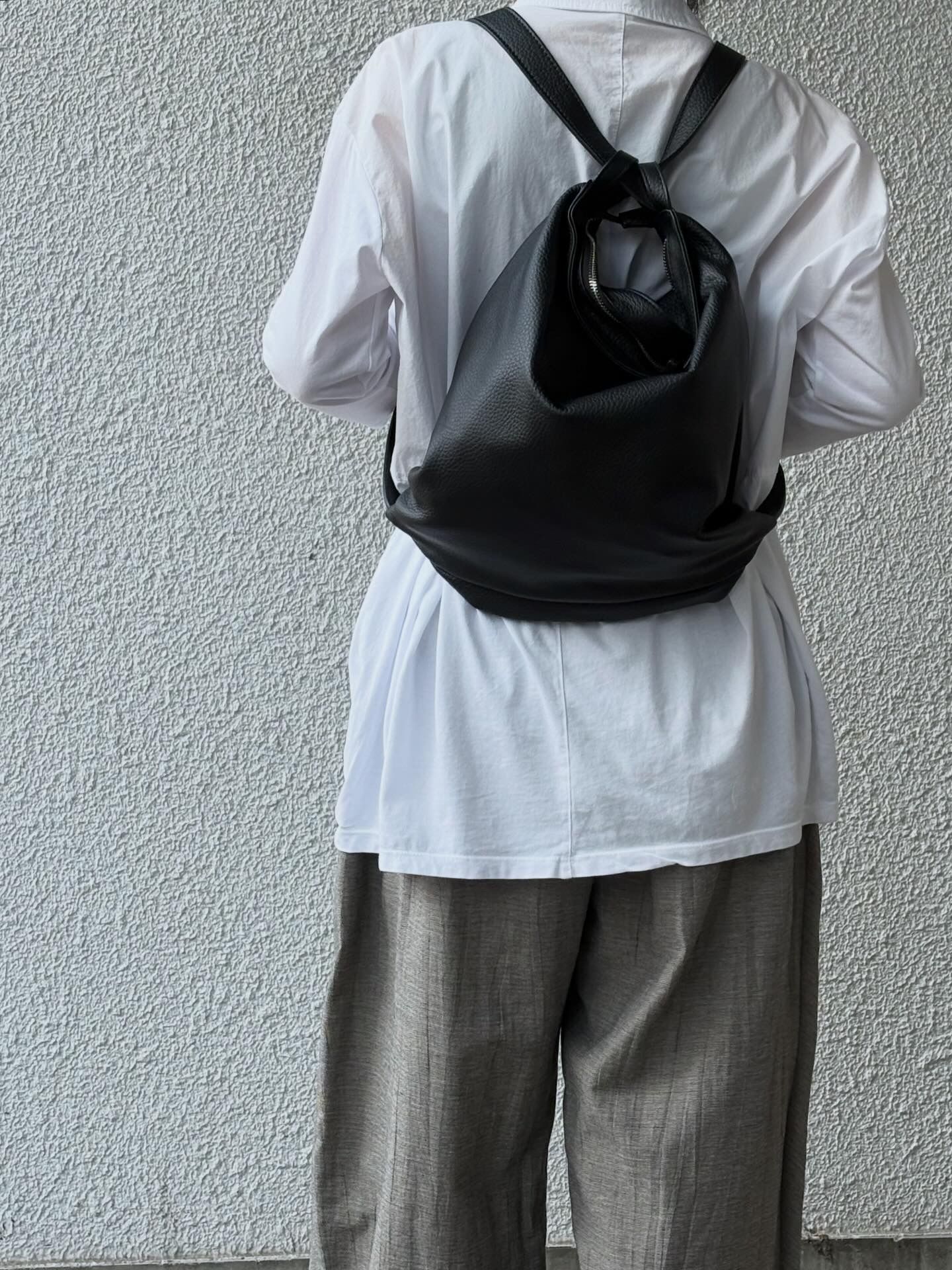 N0085 レザー ショルダー リュック 2WAYバッグ / ブラック